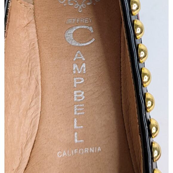 Jeffrey Campbell Dauphine Studded Ballet Flats 6 Croc Burgundy Patent Punk - Picture 2 of 15